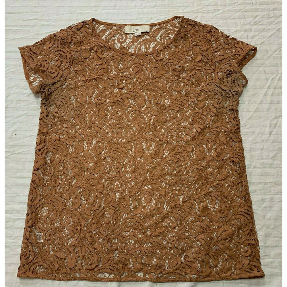 ANN TAYLOR WOMENS UNLINED SHIRT LACE SIZE M